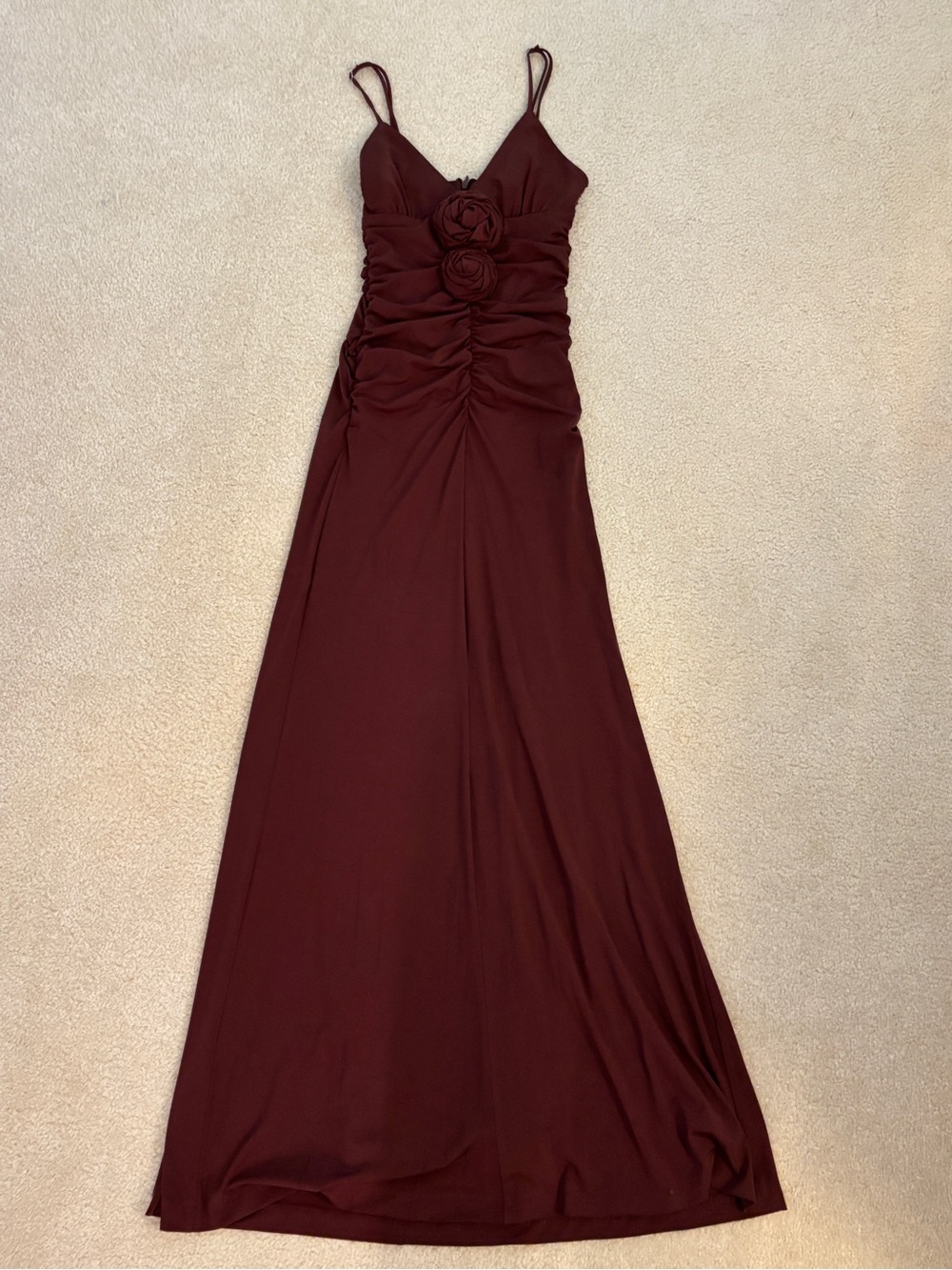 Women's Zara Brown Evening Gown with Rose Detail